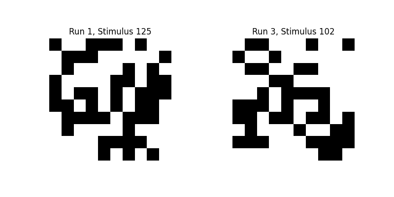 Run 1, Stimulus 125, Run 3, Stimulus 102