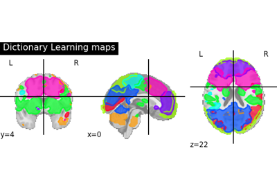 Regions extraction using Dictionary Learning and functional connectomes